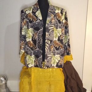Tropical Giraffe Zebra Animal Print Light Blazer Size 1X